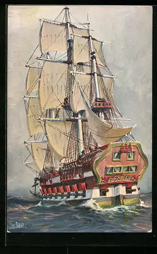 Künstler-AK Christopher Rave: Hansa-Kriegsschiff Der Friede um 1600