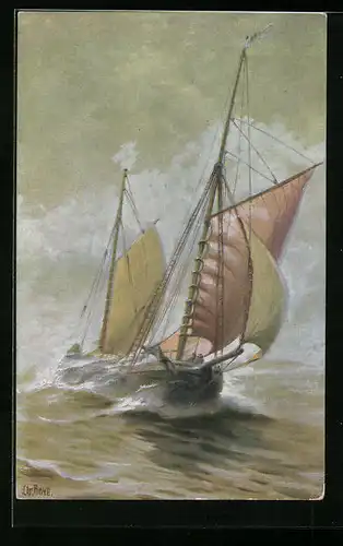 Künstler-AK Christopher Rave: Küstenfahrer mit Jawltaklung, 1894