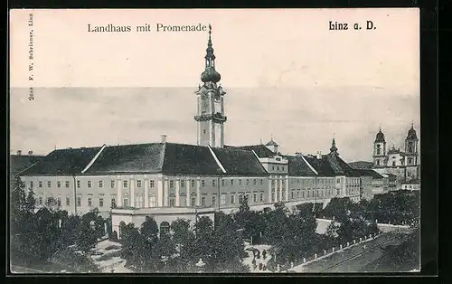 AK Linz a. D., Landhaus mit Promenade