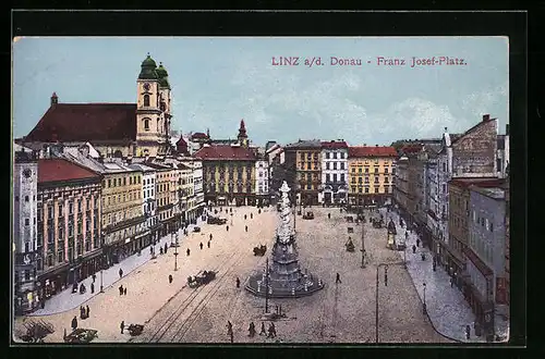 AK Linz a. D., Stuckverzierte Häuser am Franz Josef-Platz
