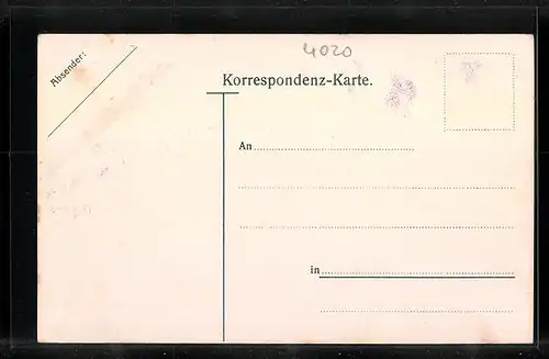 AK Linz a. D., Ortspartie mit Bergpanorama