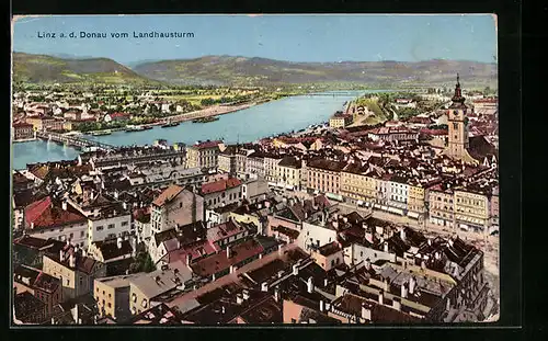 AK Linz a. D., Ortsansicht vom Landhausturm
