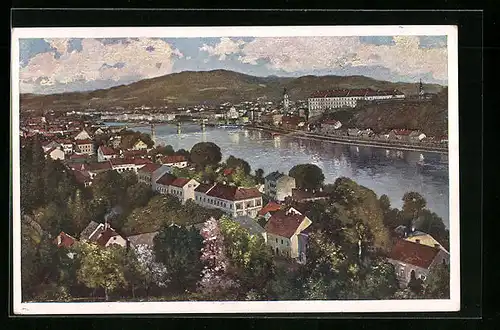 AK Linz /Donau, Ortspartie an der Donau