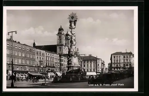 AK Linz /Donau, Dreifaltigkeitssäule auf dem Franz Josef Platz