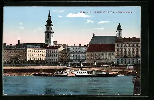 AK Linz /Donau, Landungsplatz von Ufahr aus