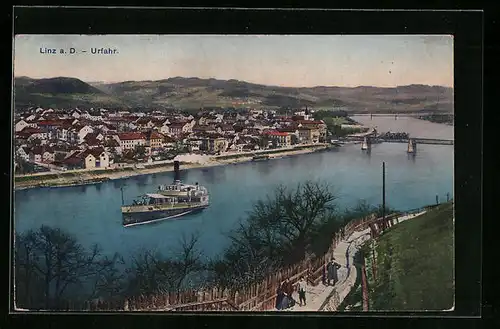 AK Linz /Donau, Dampfer vor Urfahr