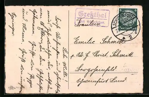 AK Landpoststempel Gressthal über Schweinfurt