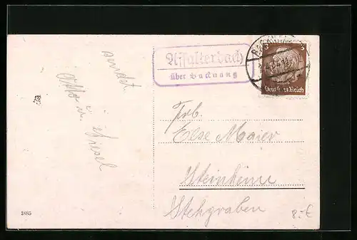 AK Landpoststempel Affalterbach über Backnang