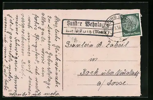 AK Landpoststempel Junker Wehningen über Dömitz /Mecklb.