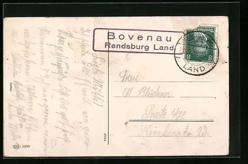AK Landpoststempel Bovenau /Rendsburg Land