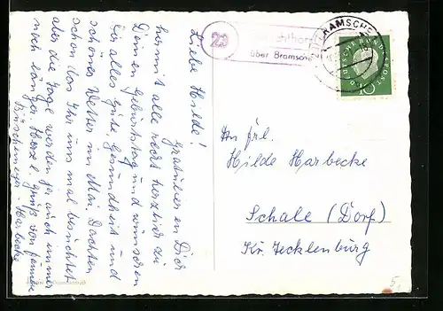 AK mit Landpoststempel Schlichthorst über Bramsche