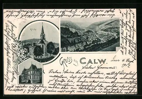 AK Calw, Teilansicht, Kirche, Gebäudeansicht