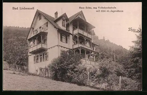 AK Bad Liebenzell, Haus Erika sag Volkshochschule seit 1920 ev. Jugendhaus