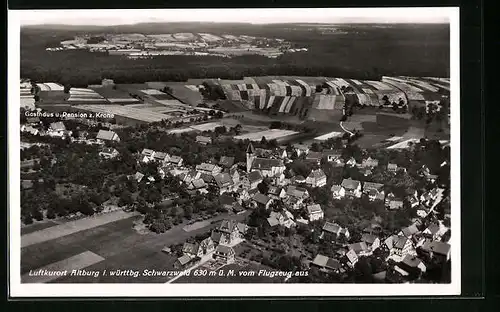 AK Altburg i. Württbg. Schwarzwald, Teilansicht, Fliegeraufnahme