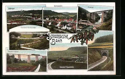 AK Grimmelshofen, Strategische Bahn, Stühlingen, Imweiler, Viadukte Eppenhofen