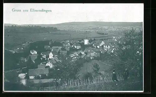 AK Ellmendingen, Ortsansicht vom Hang aus