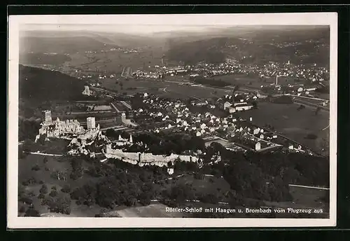 AK Haagen / Brombach, Röttler-Schloss, Ortschaften vom Flugzeug aus