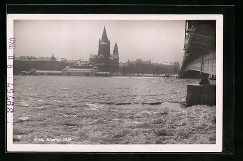 AK Wien, Eisstoss bei Reichsbrücke 1940