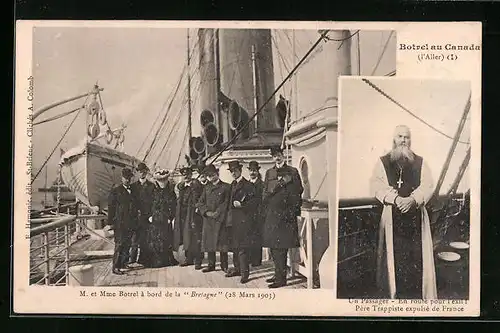 AK Canada, M. et Mme Botrel à bord de la Bretagne 1903