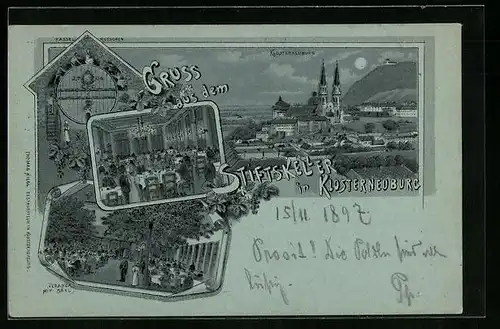 Mondschein-Lithographie Klosterneuburg, Stiftskeller mit Innenansichten