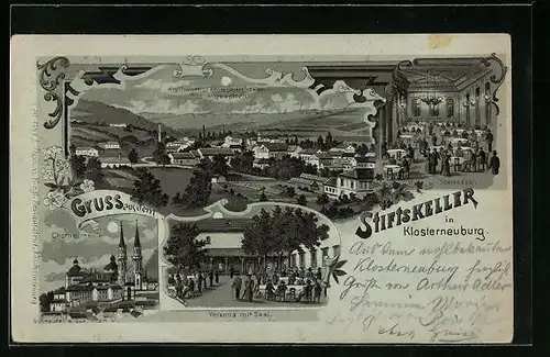 Mondschein-Lithographie Kosterneuburg, Stiftskeller mit Speisesaal