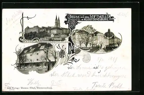 AK Klosterneuburg, Gasthaus Stiftskeller, Veranda, Chorherren-Stift