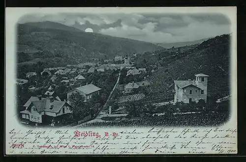 Mondschein-AK Weidling /Donau, Strassenpartie bei Nacht