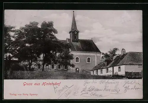 AK Hintersdorf, Ortspartie mit Kirche