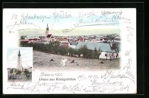 AK Königstetten, Ortspartie zwischen Feldern