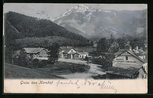 AK Kernhof, Ortspartie mit Gasthof von Leopold Schreiner