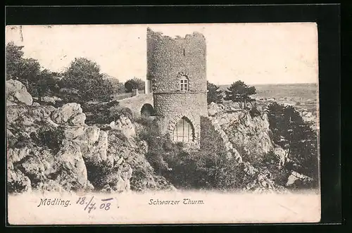 AK Mödling, Schwarzer Turm mit Fernsicht