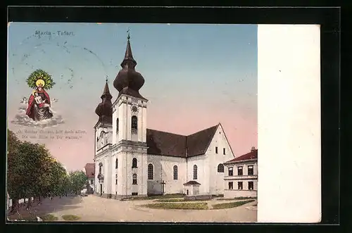 AK Maria-Taferl, Kirche mit Vorplatz