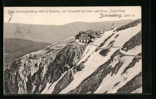 AK Schneeberg, Hotel Hochschneeberg mit Elisabeth-Kirchlein