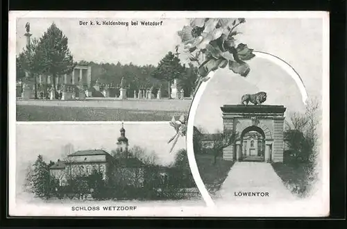 AK Wetzdorf, Heldenberg, Schloss, Löwentor