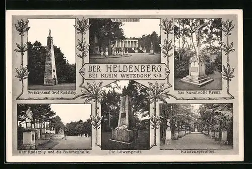 AK Klein Wetzdorf, Heldenberg - Grabdenkmal Graf Radetzky, Ruhmeshalle, Löwengruft
