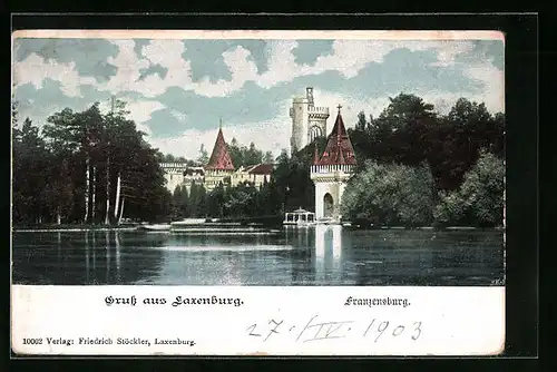 AK Laxenburg, Franzensburg vom Wasser aus