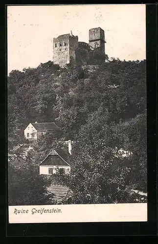 AK Greifenstein, Teilansicht mit Burgruine