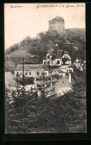 AK Greifenstein /Donau, Teilansicht mit Blick zur Burgruine
