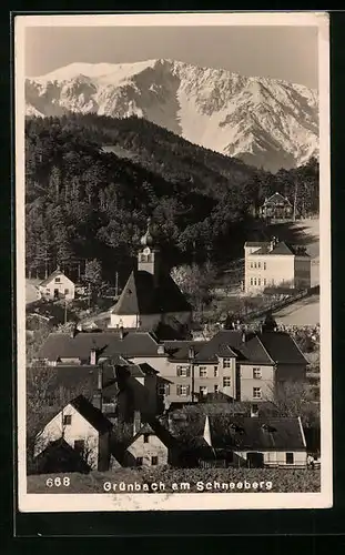 AK Grünbach am Schneeberg, Teilansicht mit Kirche