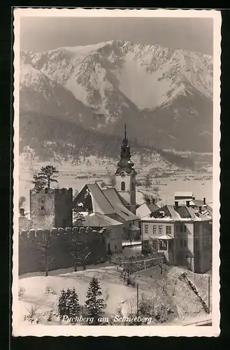 AK Puchberg a. Schneeberg, Winterliche Teilansicht mit Kirche