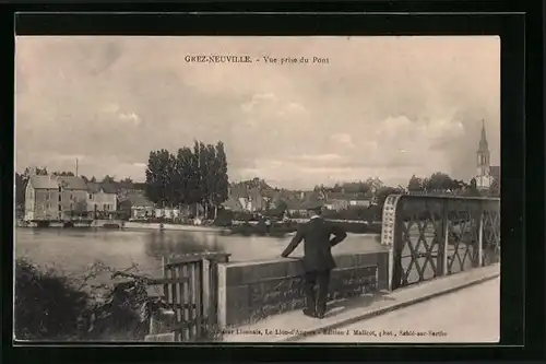 AK Grez-Neuville, Vue prise du Pont