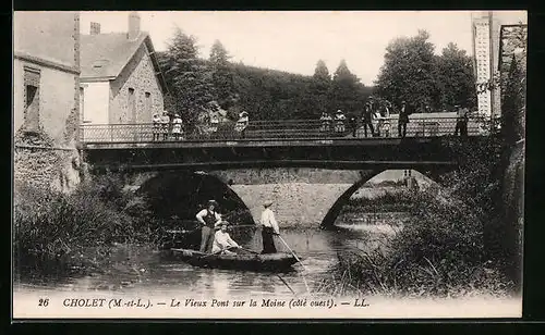 AK Cholet, Le Vieux Pont sur la Moine (cote ouest)