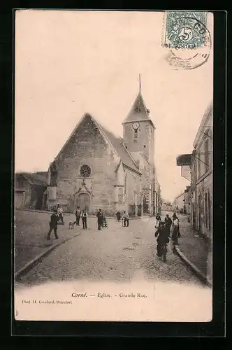 AK Corné, Église, Grande Rue