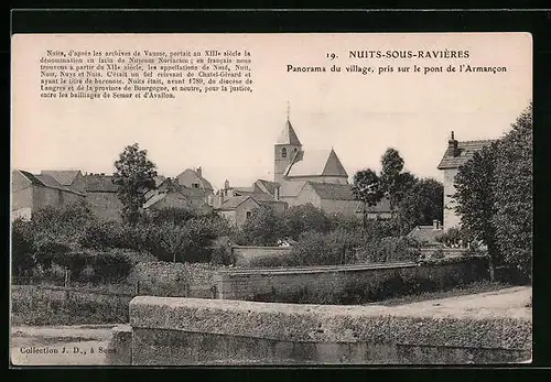 AK Nuits-Sous-Raviéres, Panorama du village, pris sur le pont de l'Armancon
