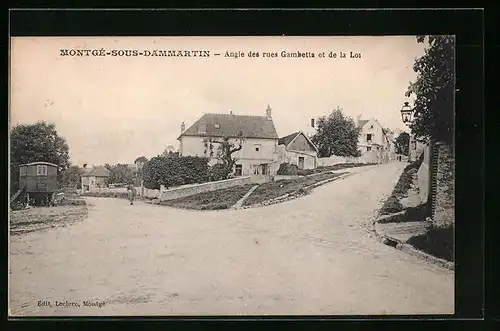 AK Montgé-sous-Dammarrtin, Angle des rue Gambetta et de la Loi