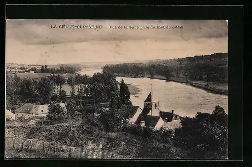 AK La Celle-Sur-Seine, Vue de la Seine prise du haut du coteau