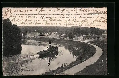 AK La Ferté-sous-Jouarre, La Marne, le passage du Vapeur S`en va l`en Guerre