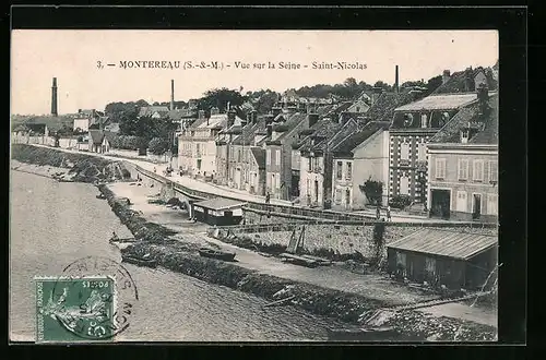 AK Montereau, Vue sur la Seine, Saint-Nicolas