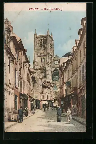 AK Meaux, Rue Saint-Rémy, Strassenpartie