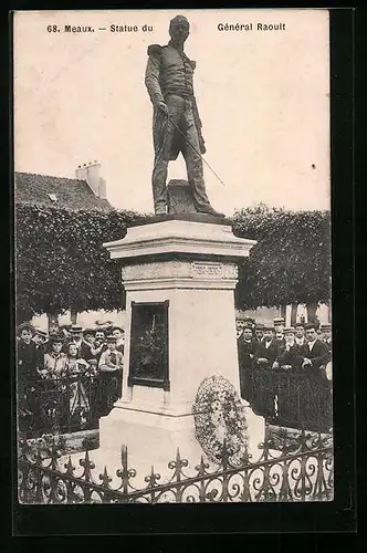 AK Meaux, Statue du Général Raoult